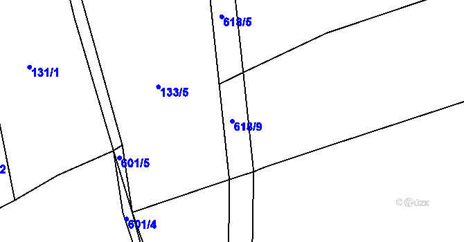 Parcela st. 618/9 v KÚ Drunče, Katastrální mapa