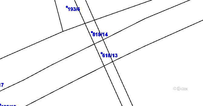 Parcela st. 618/13 v KÚ Drunče, Katastrální mapa