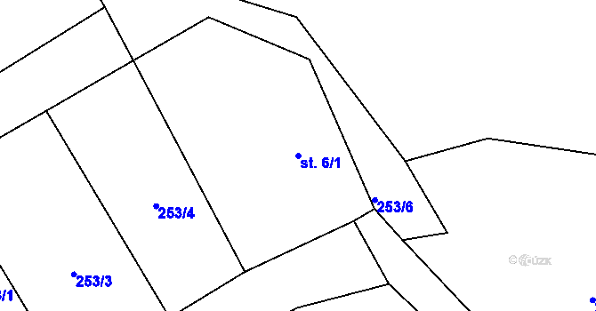 Parcela st. 6/1 v KÚ Druzcov, Katastrální mapa
