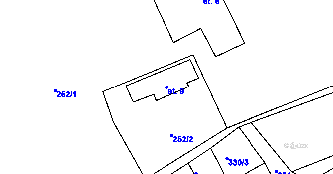 Parcela st. 9 v KÚ Druzcov, Katastrální mapa