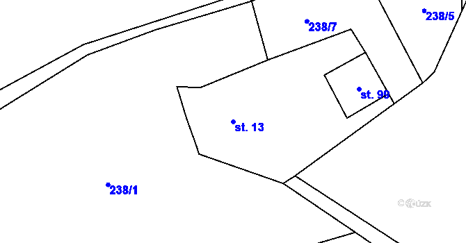 Parcela st. 13 v KÚ Druzcov, Katastrální mapa