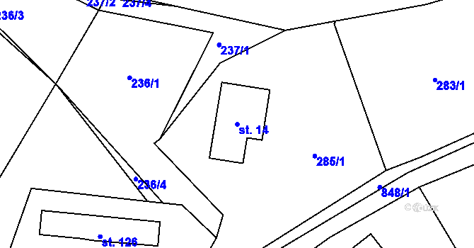 Parcela st. 14 v KÚ Druzcov, Katastrální mapa