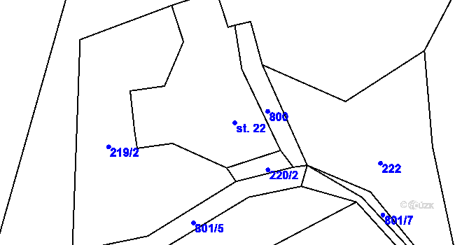 Parcela st. 22 v KÚ Druzcov, Katastrální mapa