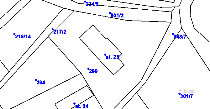 Parcela st. 23 v KÚ Druzcov, Katastrální mapa