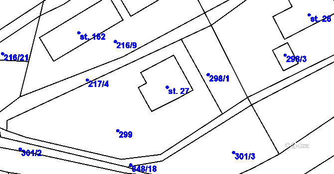 Parcela st. 27 v KÚ Druzcov, Katastrální mapa