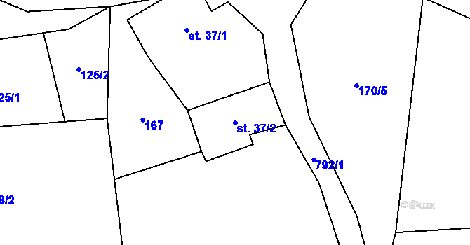 Parcela st. 37/2 v KÚ Druzcov, Katastrální mapa