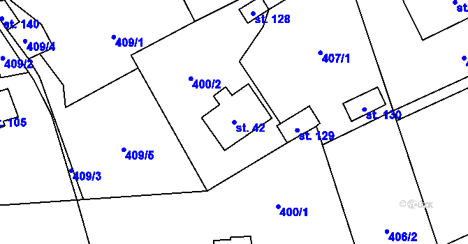 Parcela st. 42 v KÚ Druzcov, Katastrální mapa