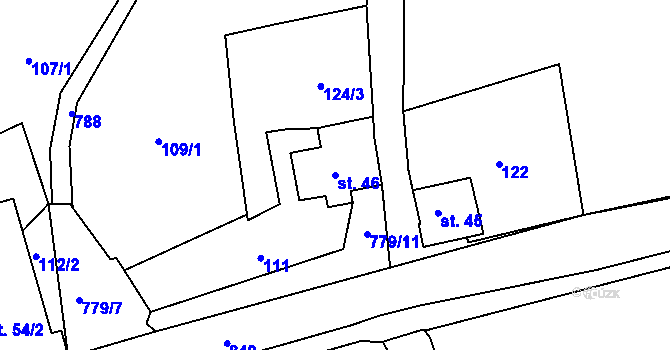 Parcela st. 46 v KÚ Druzcov, Katastrální mapa