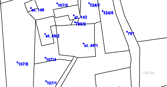 Parcela st. 49/1 v KÚ Druzcov, Katastrální mapa