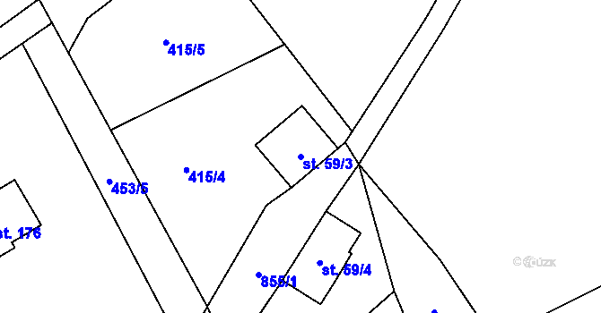 Parcela st. 59/3 v KÚ Druzcov, Katastrální mapa