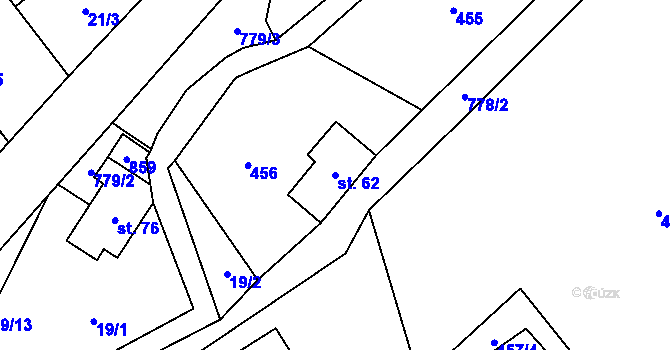 Parcela st. 62 v KÚ Druzcov, Katastrální mapa