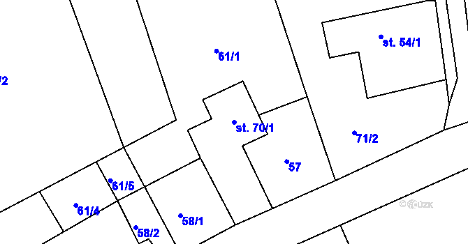 Parcela st. 70/1 v KÚ Druzcov, Katastrální mapa