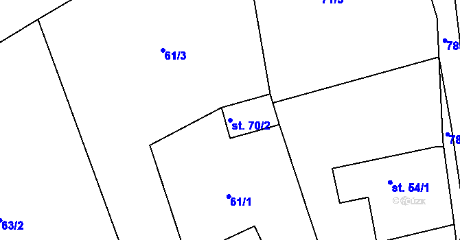 Parcela st. 70/2 v KÚ Druzcov, Katastrální mapa