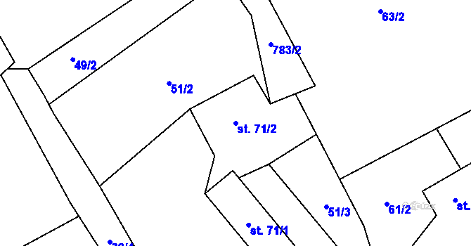 Parcela st. 71/2 v KÚ Druzcov, Katastrální mapa