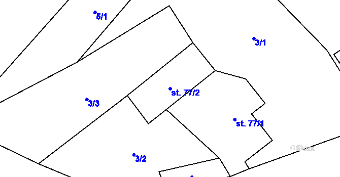 Parcela st. 77/2 v KÚ Druzcov, Katastrální mapa