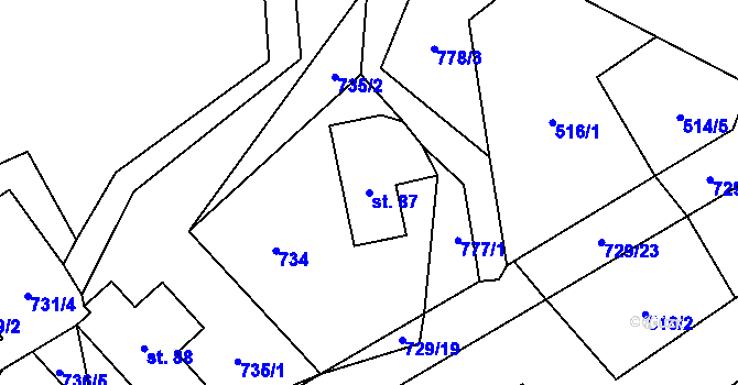 Parcela st. 87 v KÚ Druzcov, Katastrální mapa