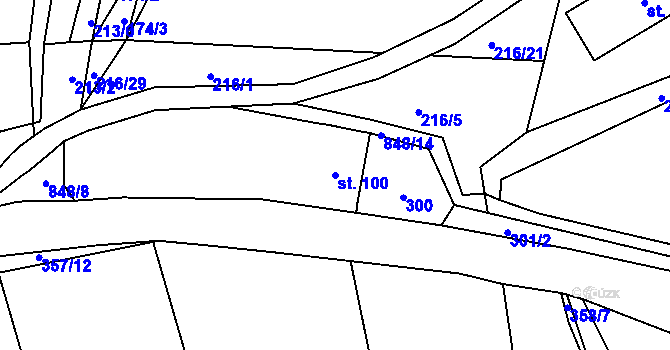 Parcela st. 100 v KÚ Druzcov, Katastrální mapa