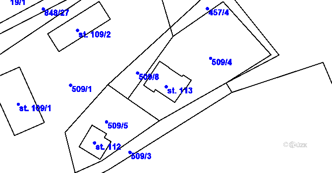 Parcela st. 113 v KÚ Druzcov, Katastrální mapa