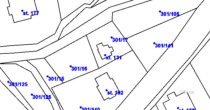 Parcela st. 131 v KÚ Druzcov, Katastrální mapa