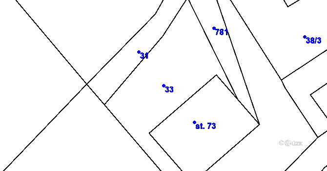 Parcela st. 33 v KÚ Druzcov, Katastrální mapa