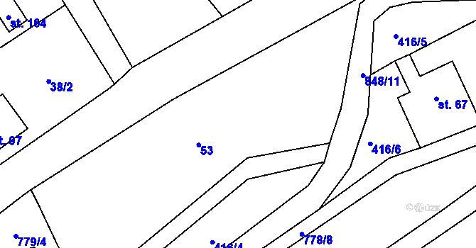Parcela st. 53 v KÚ Druzcov, Katastrální mapa