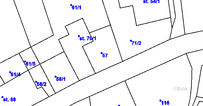 Parcela st. 57 v KÚ Druzcov, Katastrální mapa