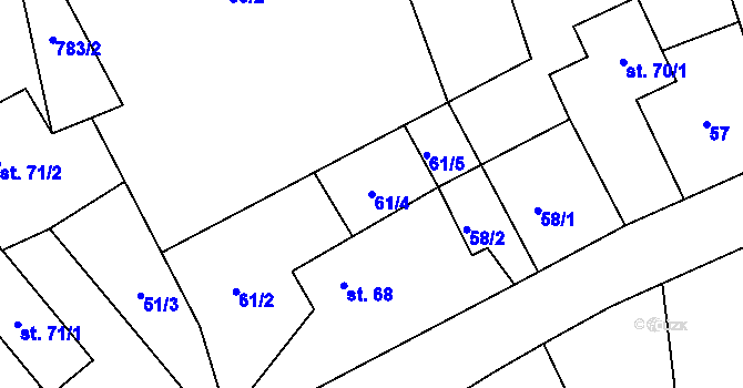 Parcela st. 61/4 v KÚ Druzcov, Katastrální mapa