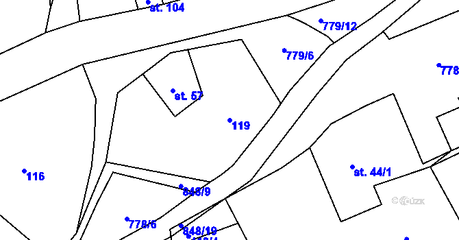 Parcela st. 119 v KÚ Druzcov, Katastrální mapa