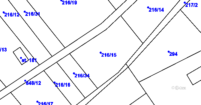 Parcela st. 216/15 v KÚ Druzcov, Katastrální mapa