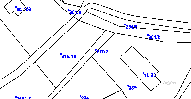 Parcela st. 217/2 v KÚ Druzcov, Katastrální mapa