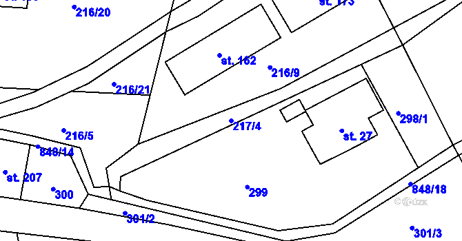 Parcela st. 217/4 v KÚ Druzcov, Katastrální mapa