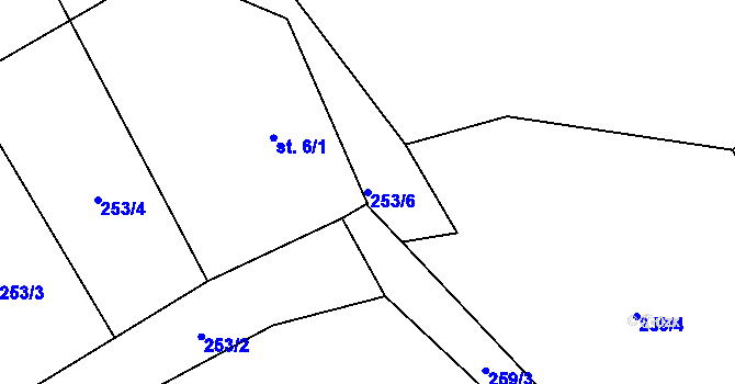 Parcela st. 253/6 v KÚ Druzcov, Katastrální mapa