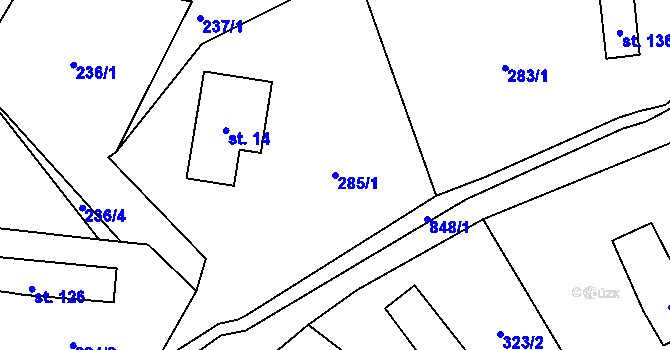 Parcela st. 285/1 v KÚ Druzcov, Katastrální mapa