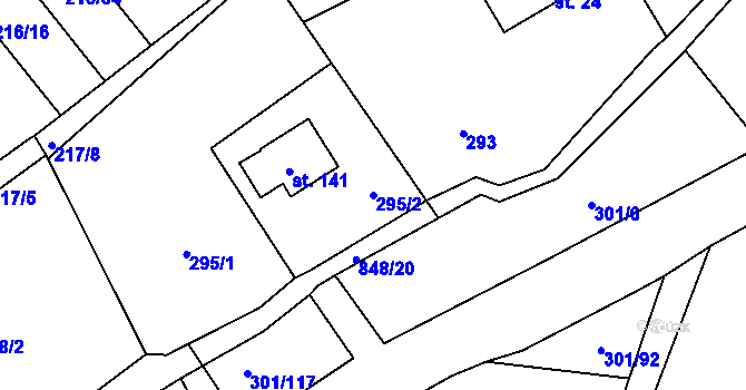 Parcela st. 295/2 v KÚ Druzcov, Katastrální mapa