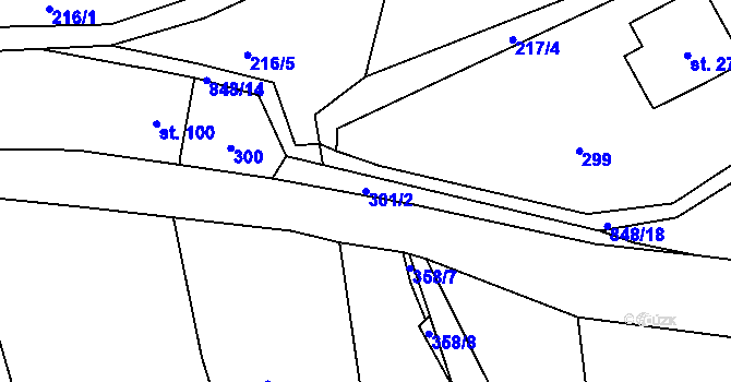 Parcela st. 301/2 v KÚ Druzcov, Katastrální mapa