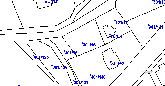Parcela st. 301/16 v KÚ Druzcov, Katastrální mapa