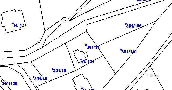 Parcela st. 301/17 v KÚ Druzcov, Katastrální mapa