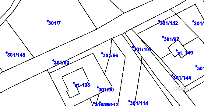 Parcela st. 301/66 v KÚ Druzcov, Katastrální mapa