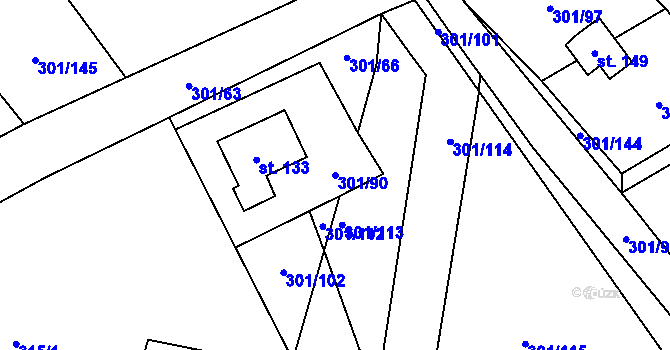 Parcela st. 301/90 v KÚ Druzcov, Katastrální mapa