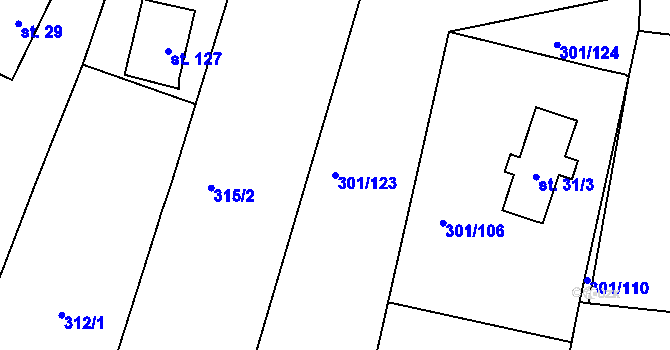 Parcela st. 301/123 v KÚ Druzcov, Katastrální mapa