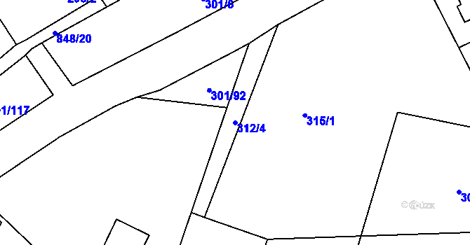 Parcela st. 312/4 v KÚ Druzcov, Katastrální mapa