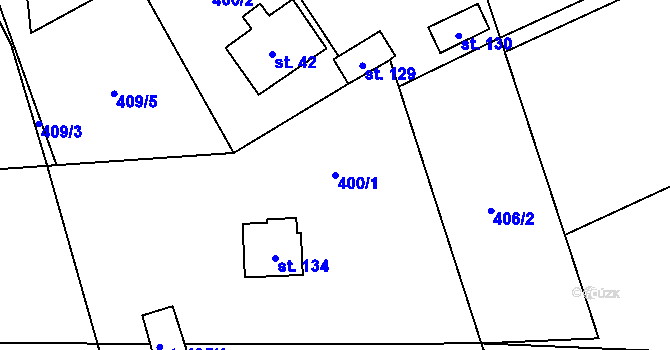 Parcela st. 400/1 v KÚ Druzcov, Katastrální mapa