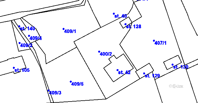 Parcela st. 400/2 v KÚ Druzcov, Katastrální mapa