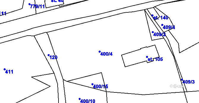 Parcela st. 400/4 v KÚ Druzcov, Katastrální mapa