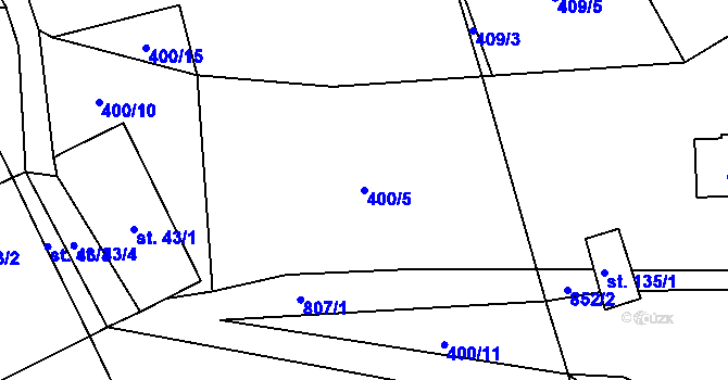 Parcela st. 400/5 v KÚ Druzcov, Katastrální mapa