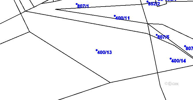 Parcela st. 400/13 v KÚ Druzcov, Katastrální mapa