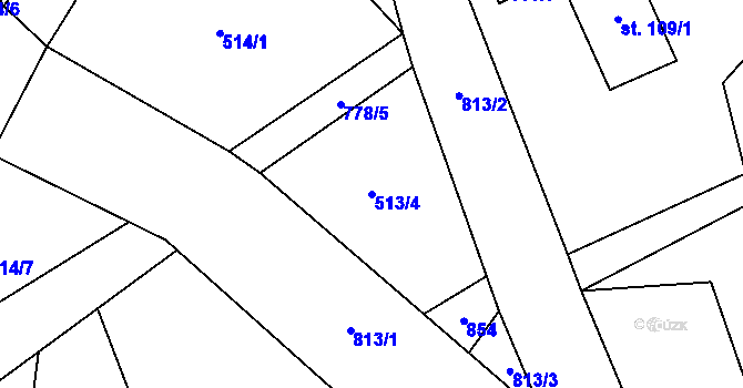 Parcela st. 513/4 v KÚ Druzcov, Katastrální mapa