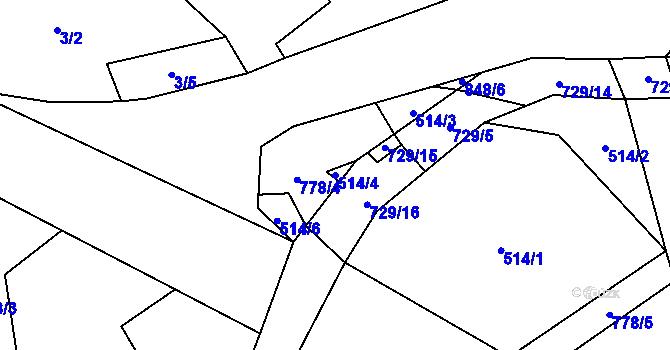 Parcela st. 514/4 v KÚ Druzcov, Katastrální mapa