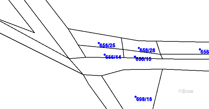 Parcela st. 656/14 v KÚ Druzcov, Katastrální mapa