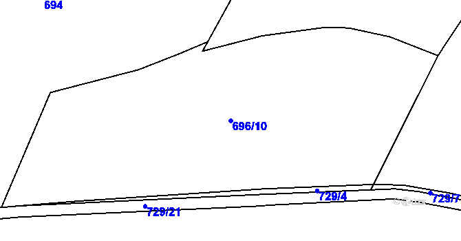 Parcela st. 696/10 v KÚ Druzcov, Katastrální mapa